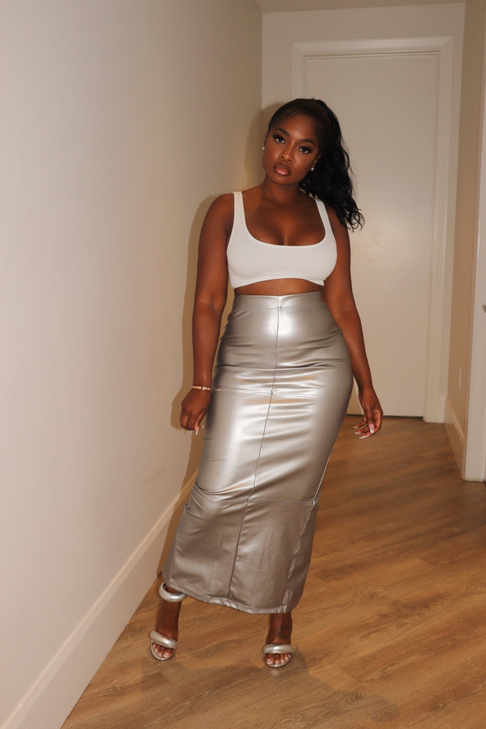 Silver Midi Skirt