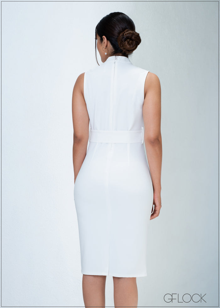 Sleeveless Belt Detail Dress - 310323