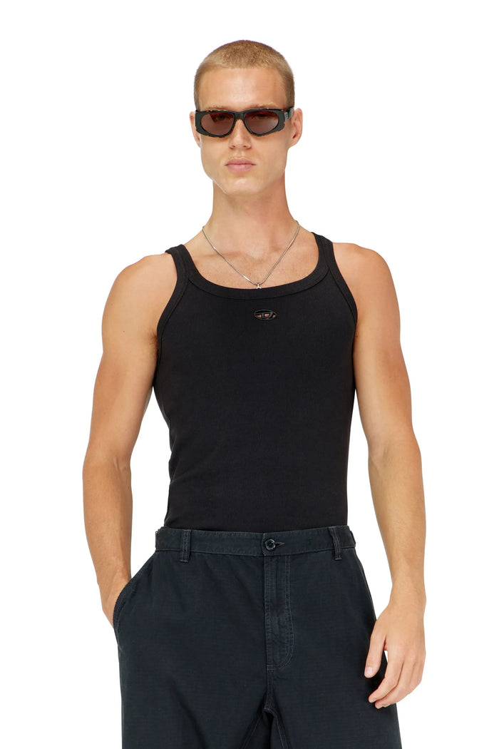 Slim cotton tank with Oval D logo