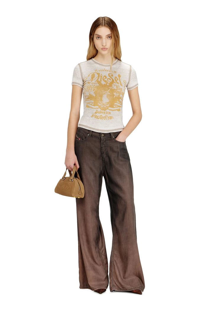 Slim jersey T-shirt with print and studs