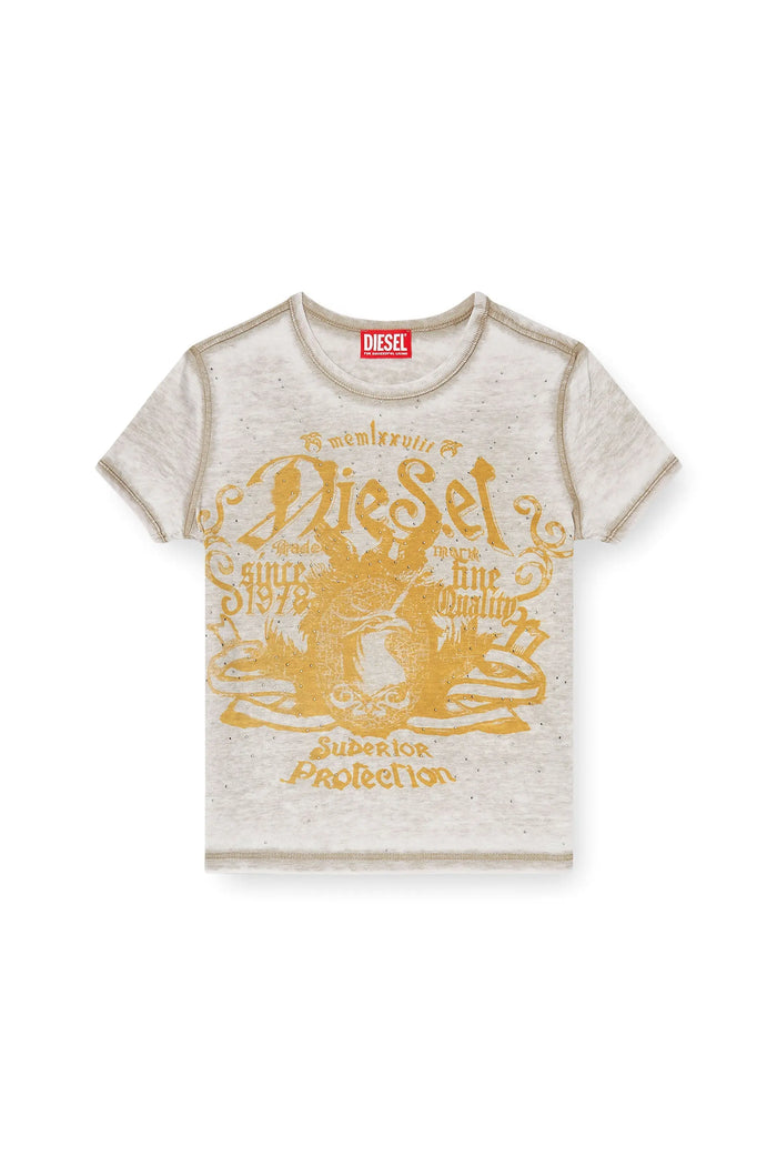 Slim jersey T-shirt with print and studs
