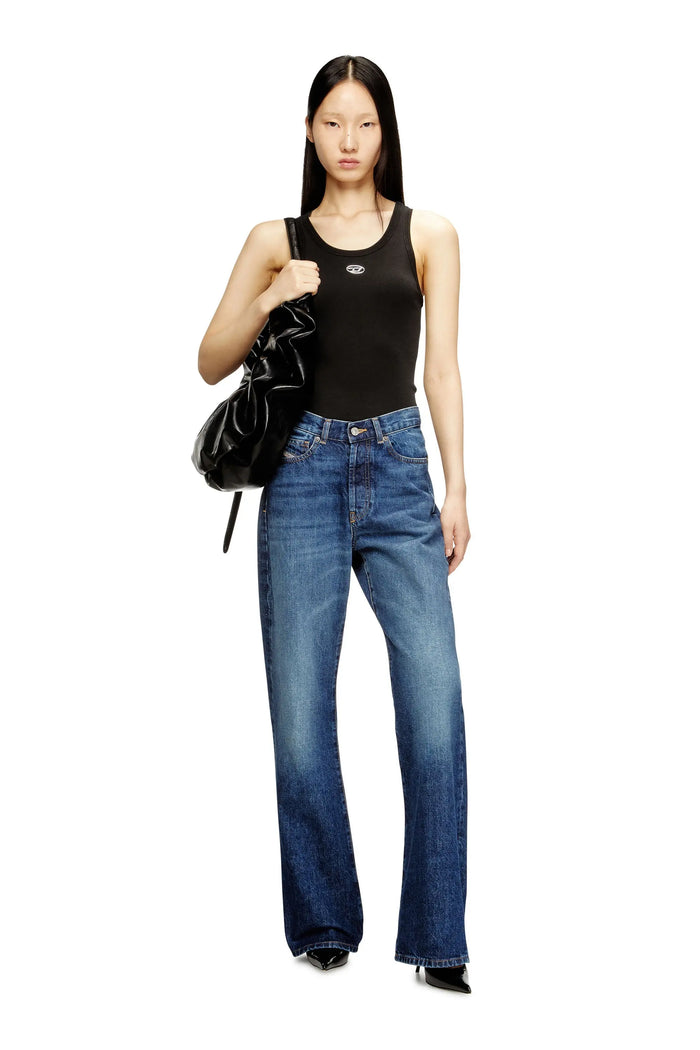 Slim ribbed tank top with metallic Oval D