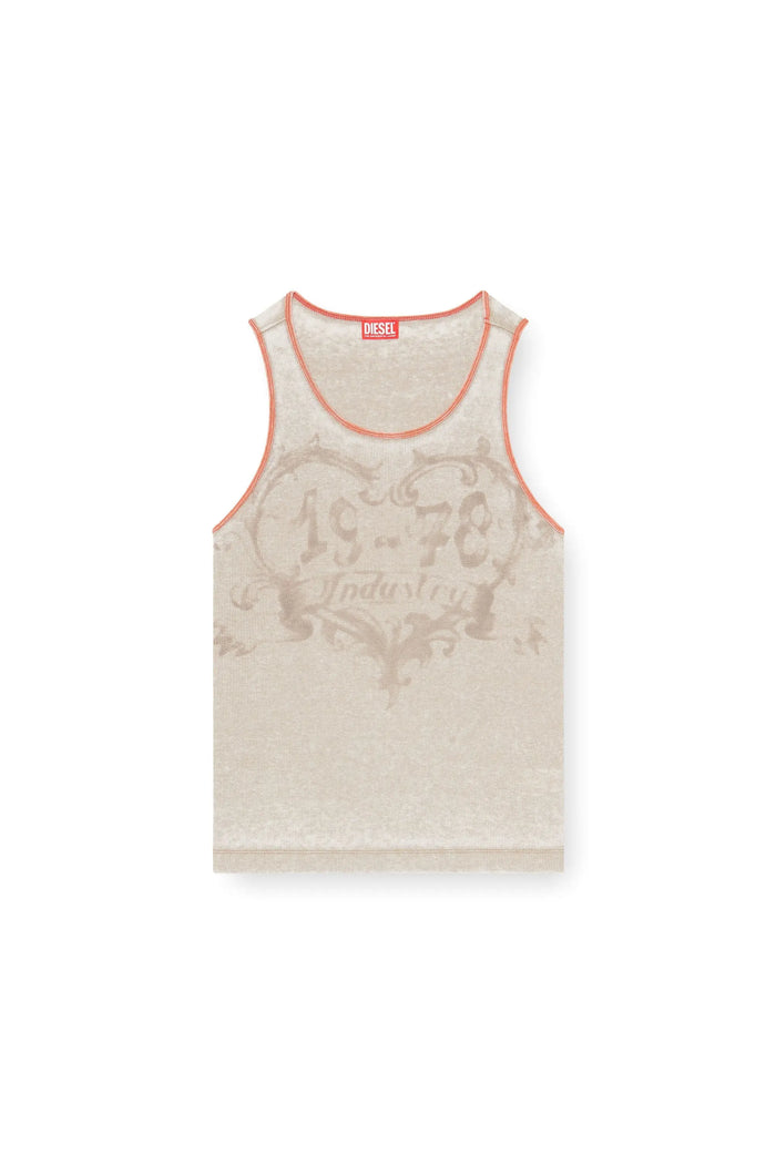 Slim tank top with burnout print