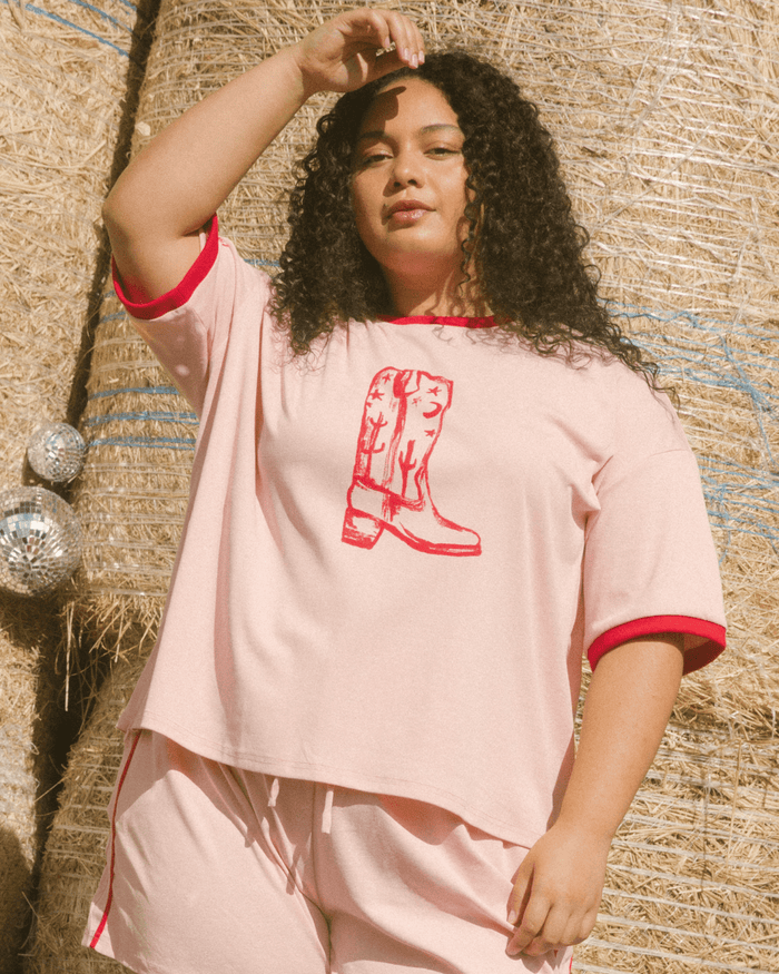 Slouchy Tee | Pink Wildhearts