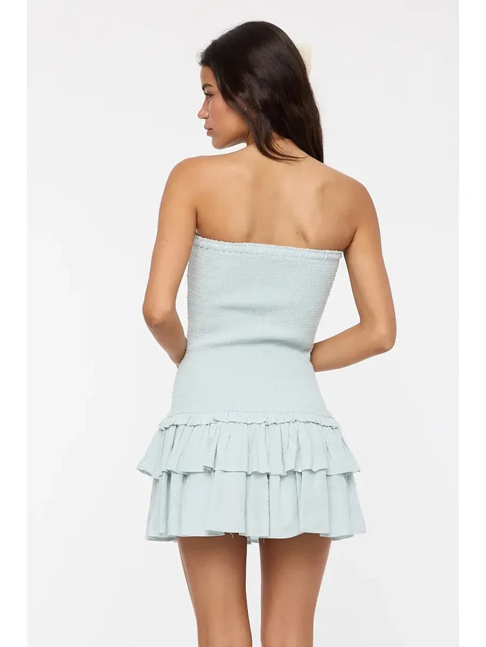 Smocked Mini Dress - Greige Goods
