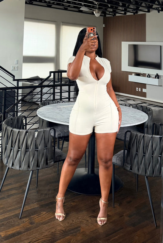 Soft touch zip romper