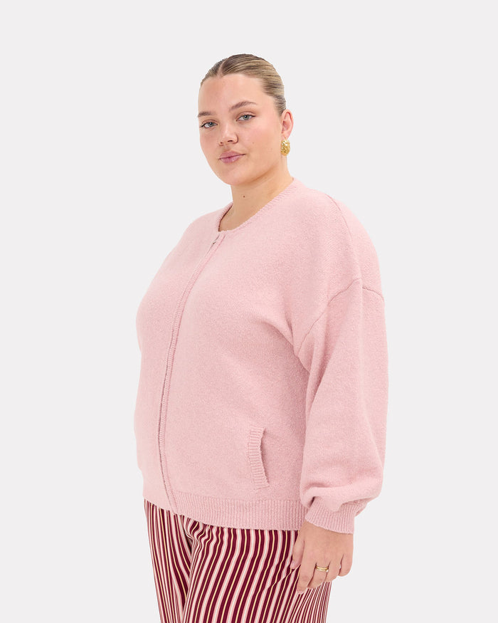 Sophie Knit Bomber in Dusty Rose | Size Inclusive AU 6-26 | The Lullaby Club