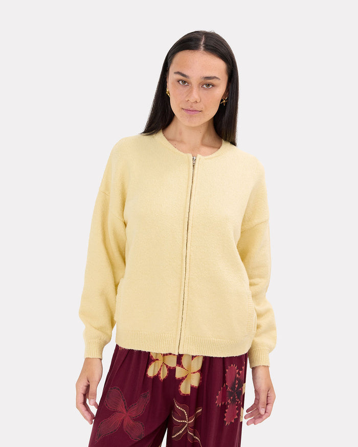 Sophie Knit Bomber in Lemon | Size Inclusive AU 6-26 | The Lullaby Club