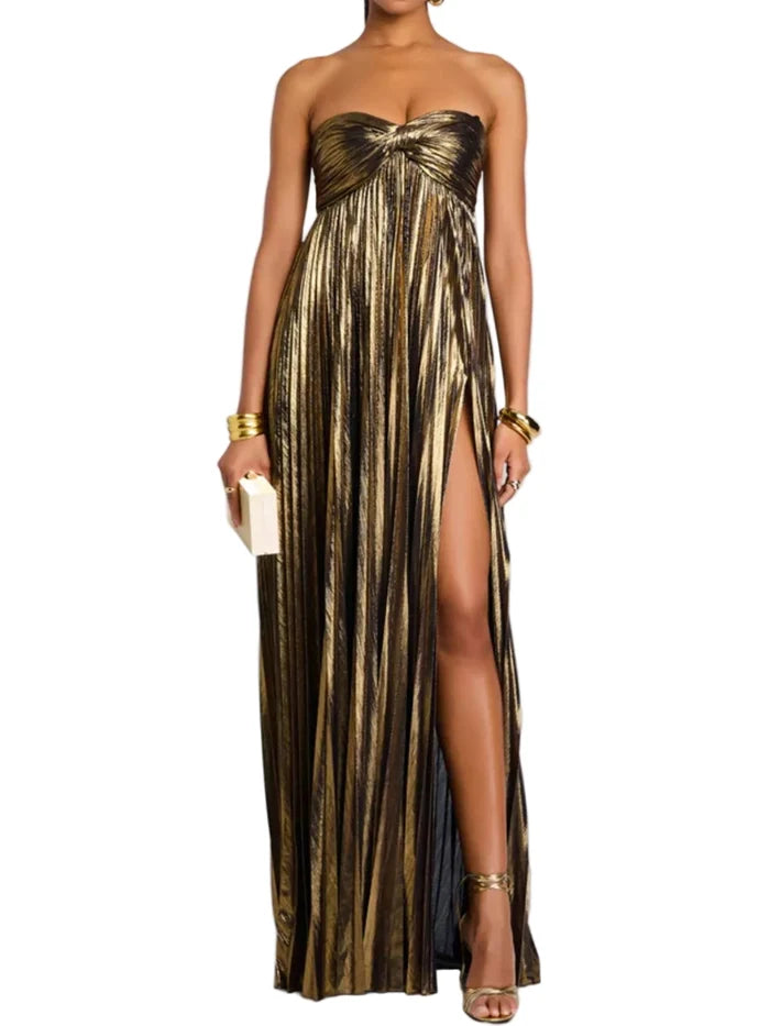 Split Sweetheart Neck Tube Maxi Dress