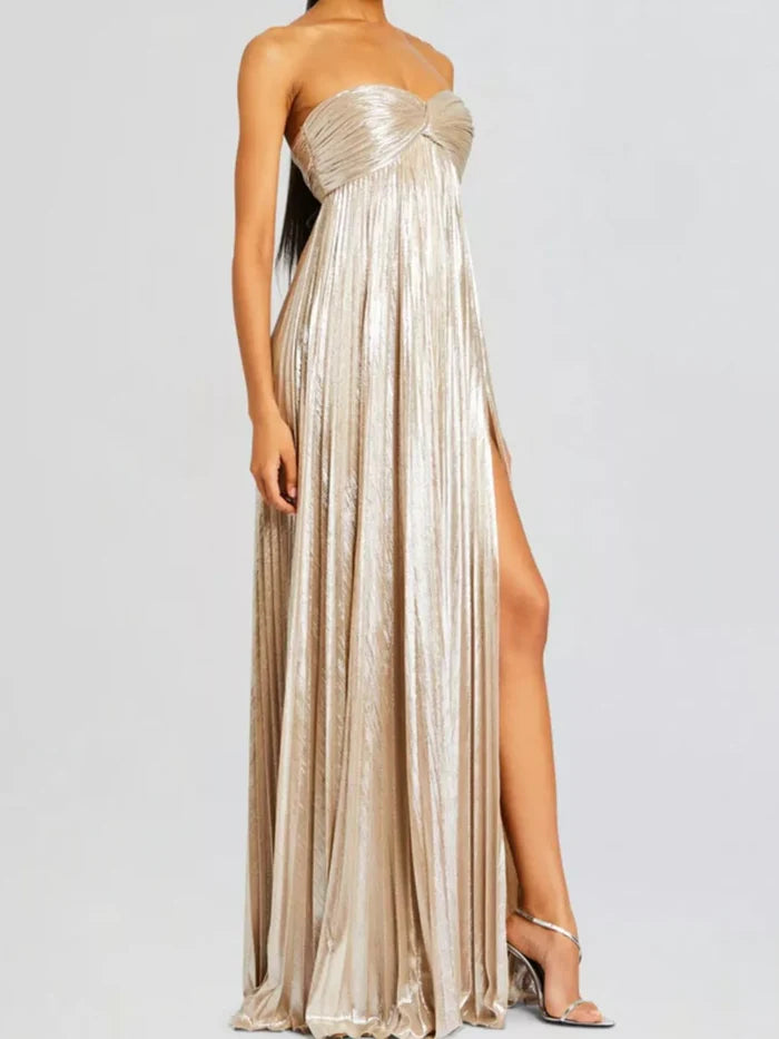 Split Sweetheart Neck Tube Maxi Dress