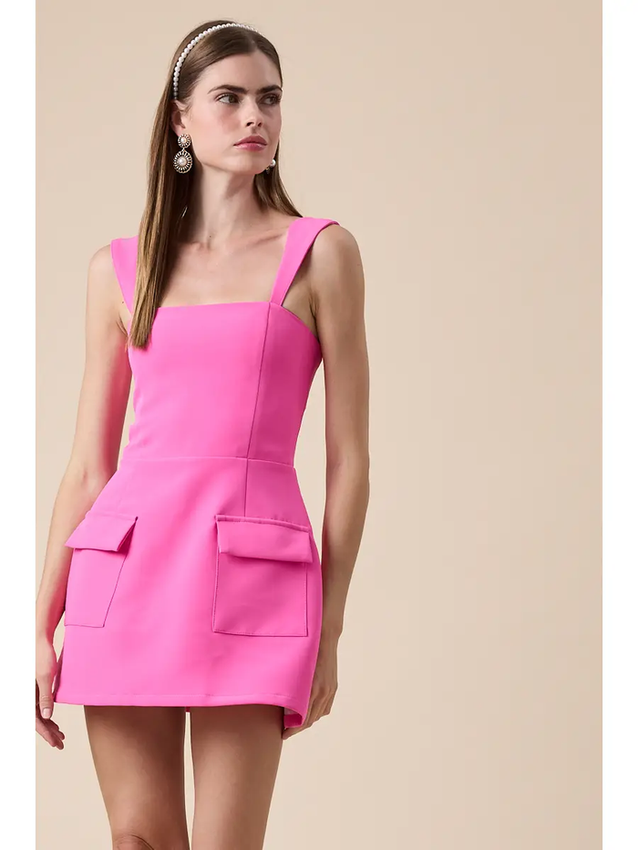 Square Neck Mini Dress - Greige Goods
