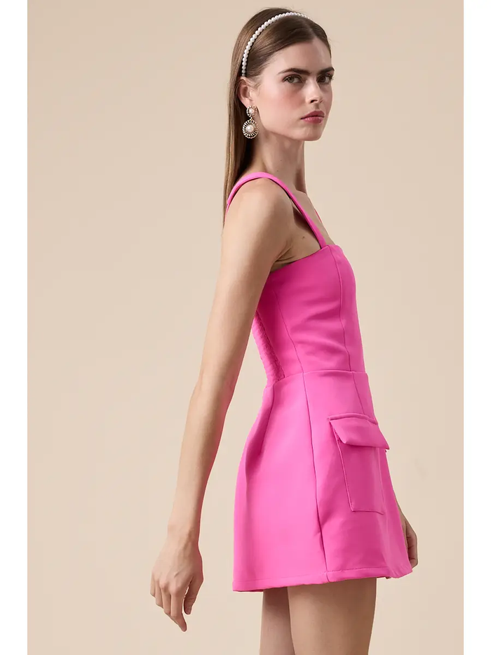 Square Neck Mini Dress - Greige Goods