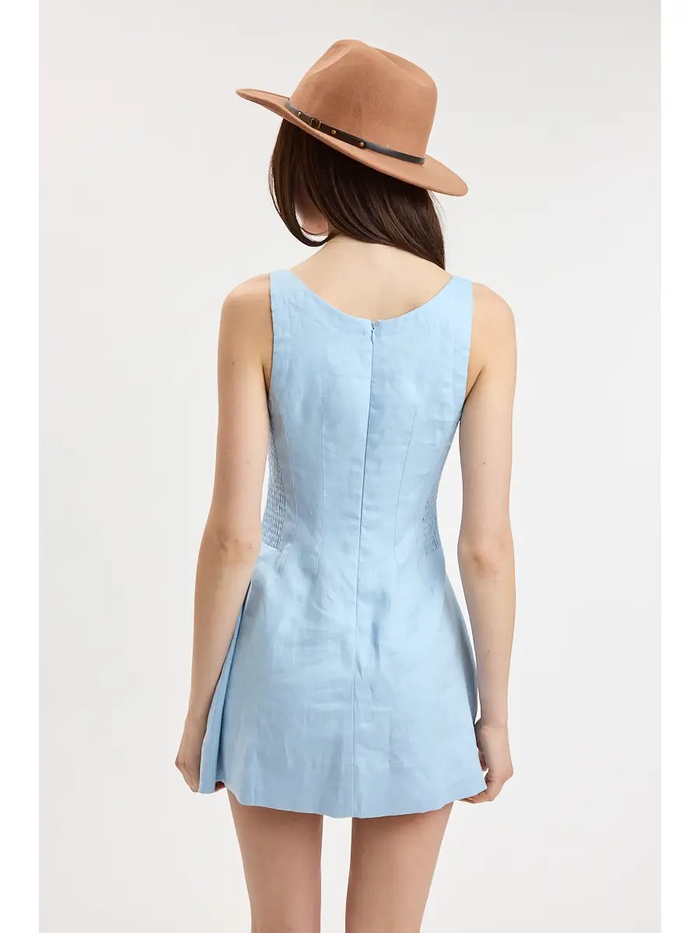 Square Neck Mini Dress - Greige Goods