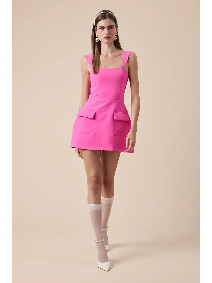 Square Neck Mini Dress - Greige Goods