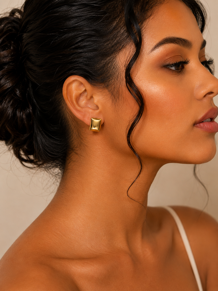 Stainless Steel Rectangular Stud Earrings