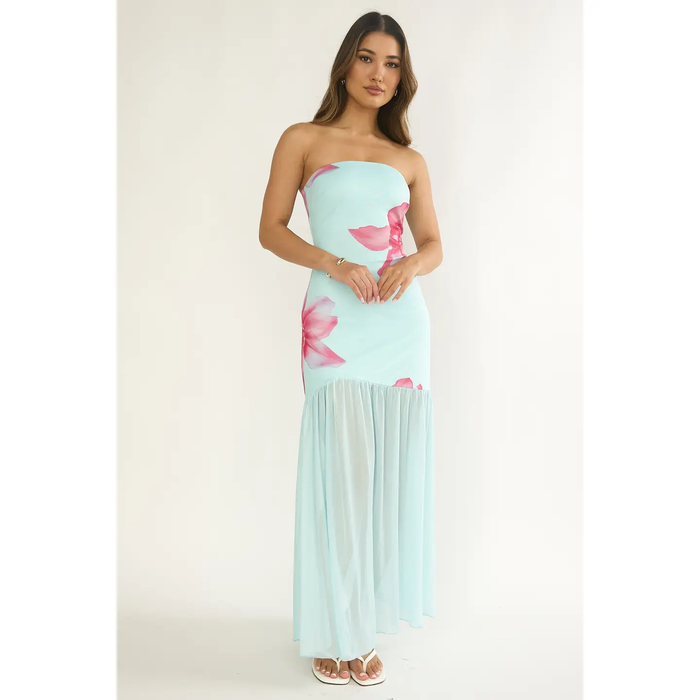 Strapless Floral Maxi Dress - Greige Goods