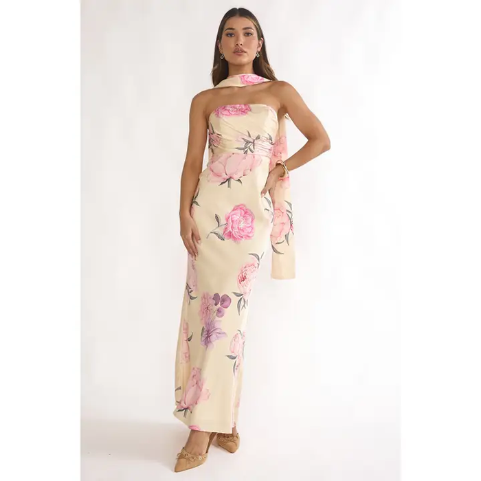 Strapless Floral Maxi - Greige Goods