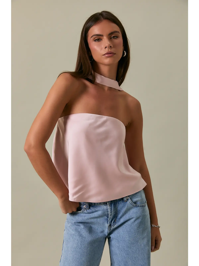 Strapless Scarf Satin Top