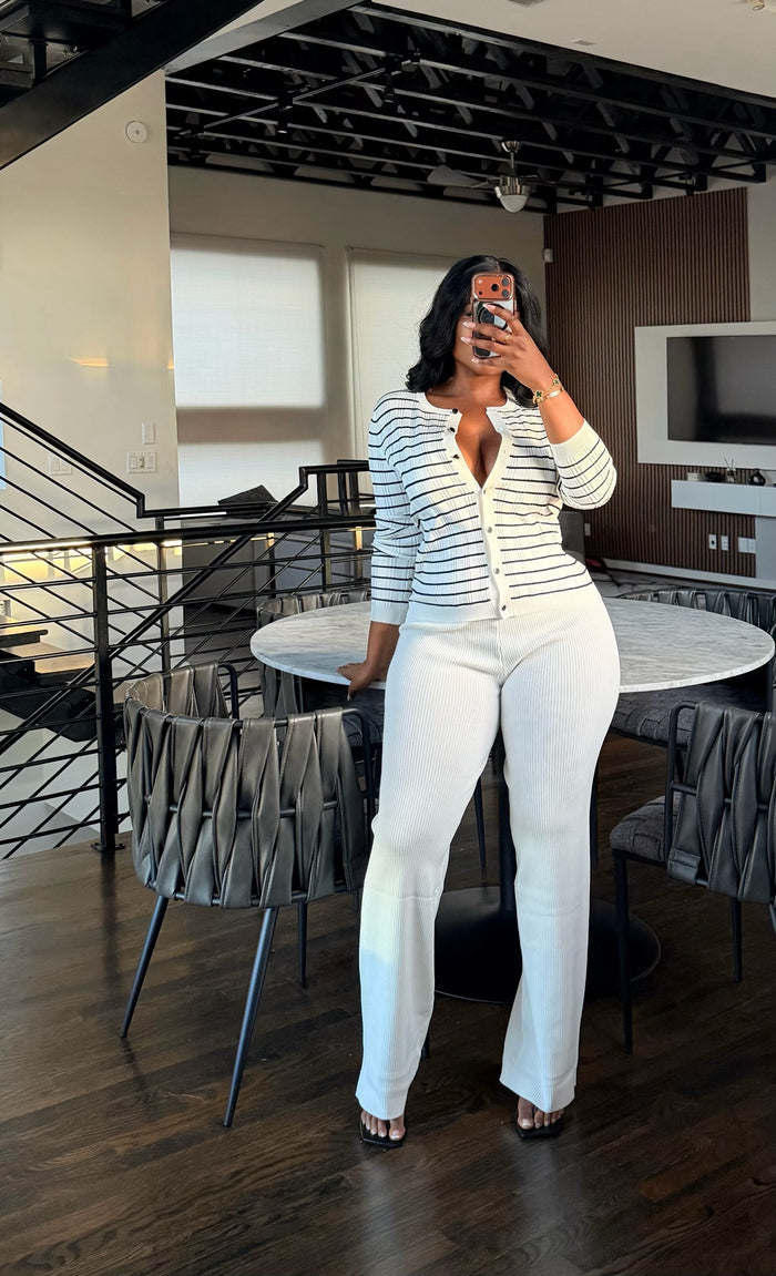 Stripe Cardigan Set