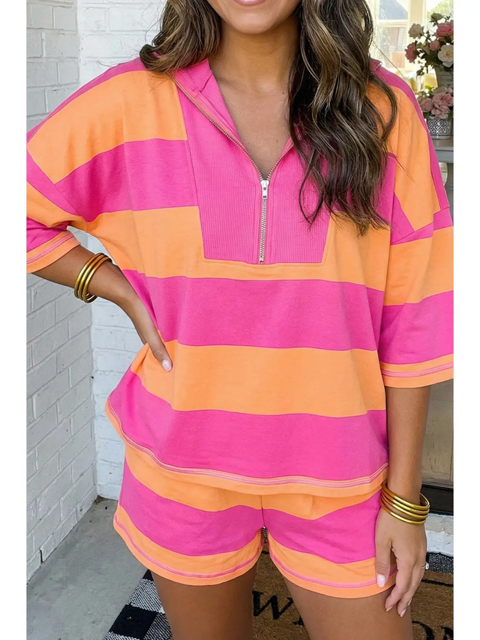 Stripe Half Zip Set - Greige Goods
