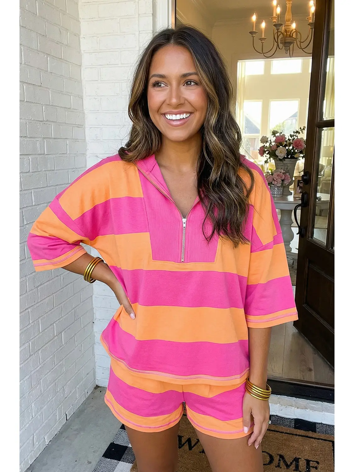 Stripe Half Zip Set - Greige Goods