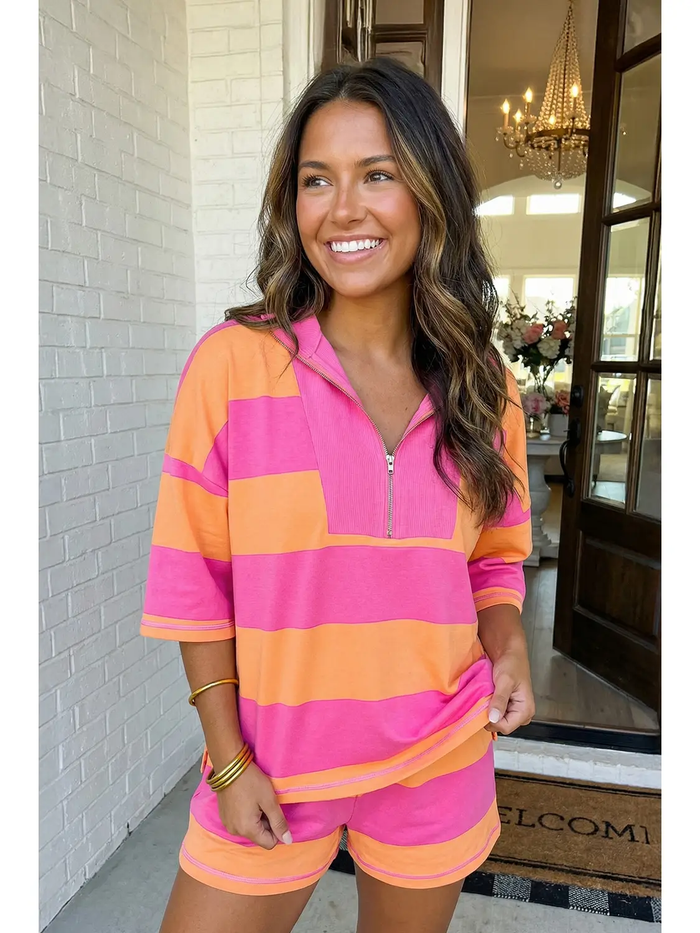 Stripe Half Zip Set - Greige Goods