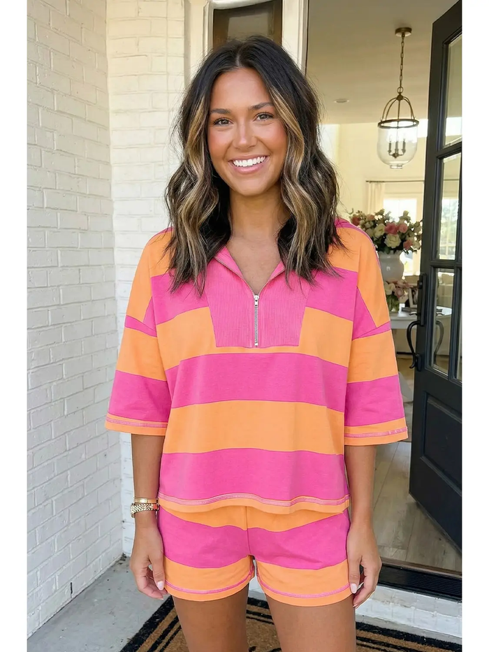 Stripe Half Zip Set - Greige Goods