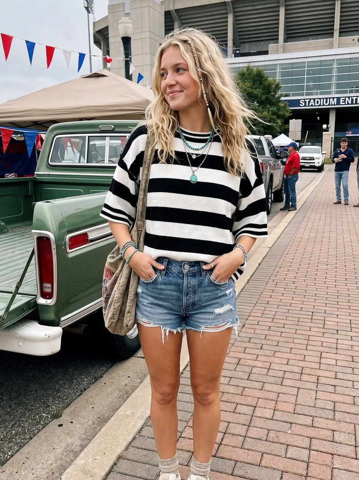 Stripe Knit Oversized Top