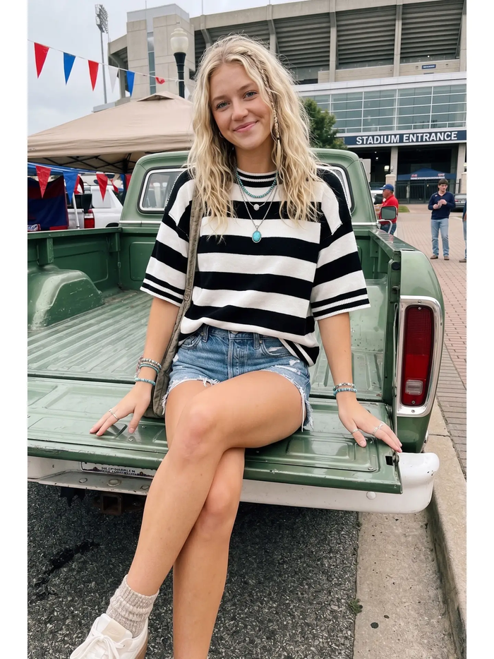 Stripe Knit Oversized Top