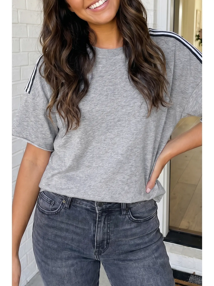 Striped Patchwork Oversized Tee