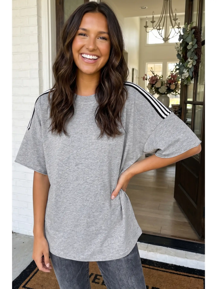Striped Patchwork Oversized Tee
