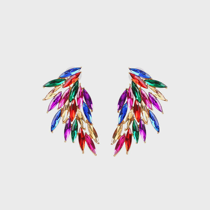 Stylish Alloy Acrylic Wing Earrings with Vibrant Color Gradient