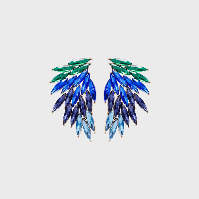 Stylish Alloy Acrylic Wing Earrings with Vibrant Color Gradient