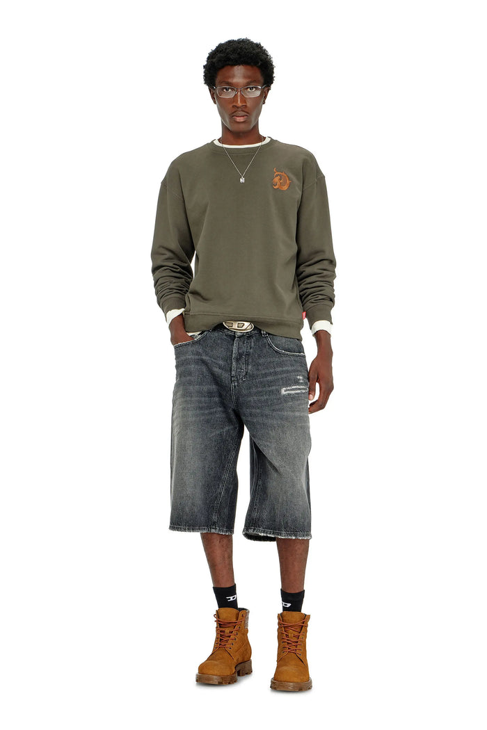 Sweatshirt with embroidery and flock print