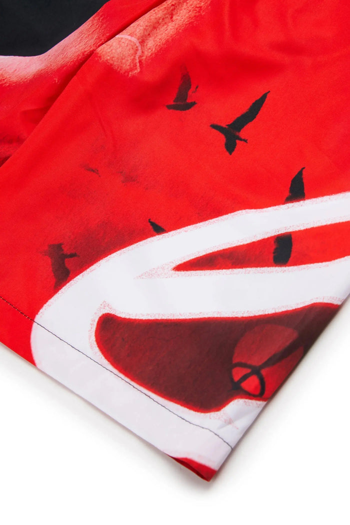 Swim shorts with all-over blurred print