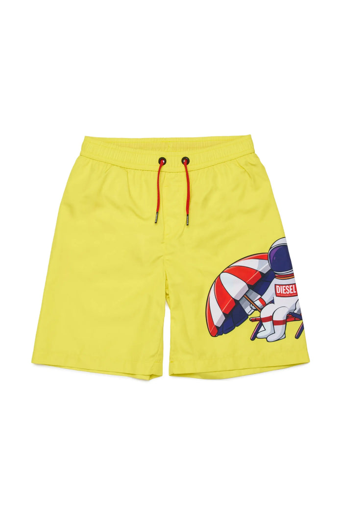 Swim shorts with astronaut print