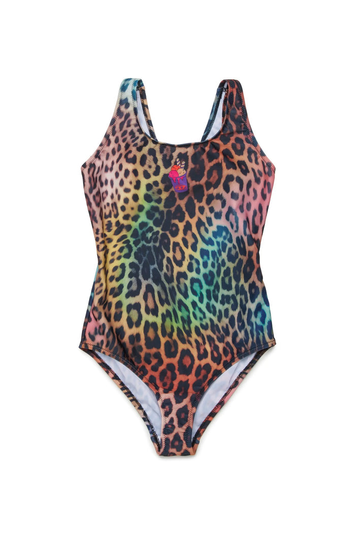 Swimsuit with multicolour animal print