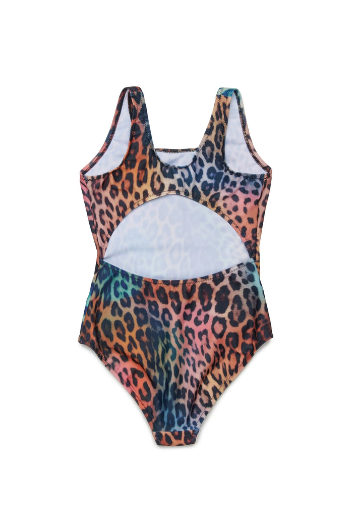 Swimsuit with multicolour animal print
