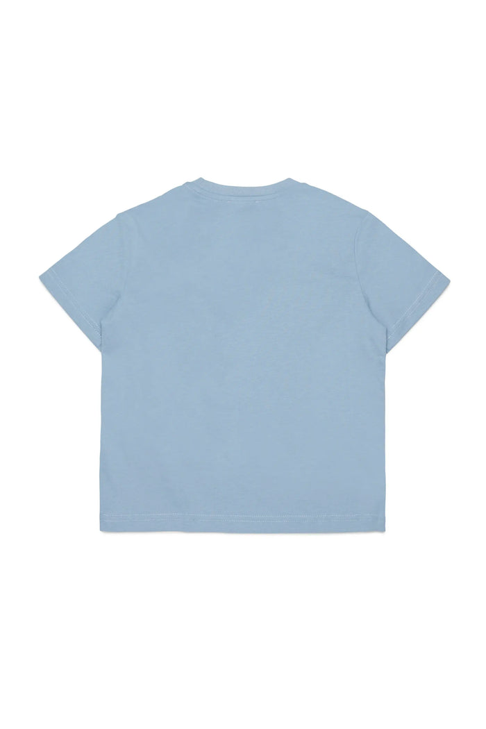 T-shirt with denim rose appliqué