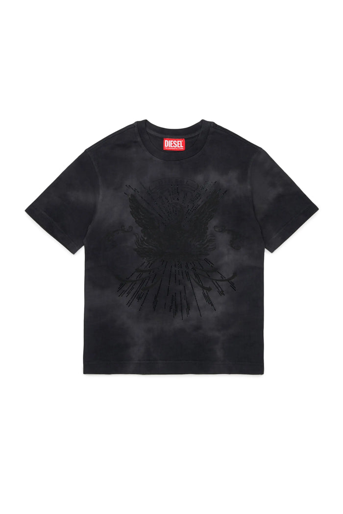 T-shirt with embellished phoenix motif