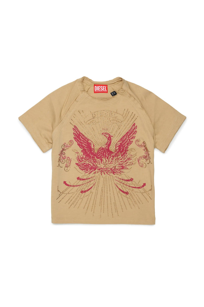 T-shirt with embellished phoenix motif