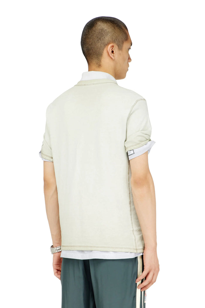 T-shirt with patches and microwaffle sides