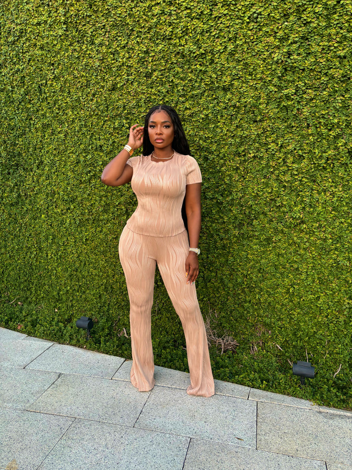 Tan Wavy Pant Set