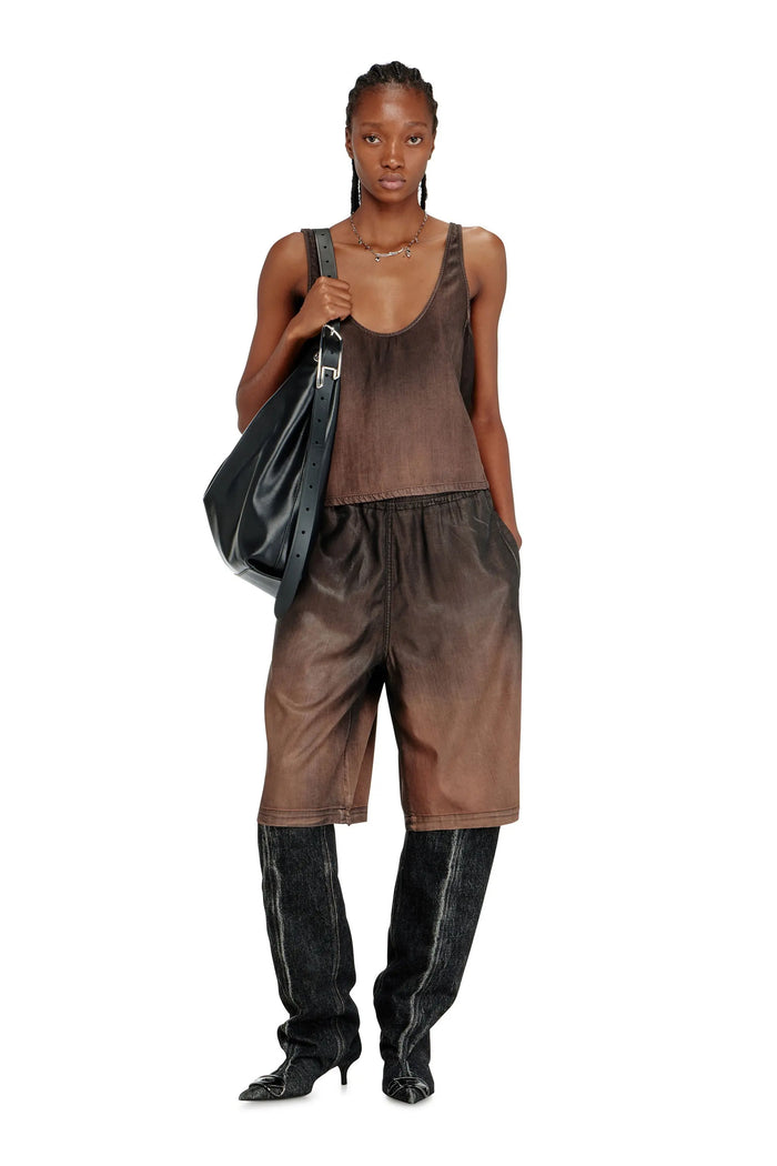 Tank top in fluid coated denim