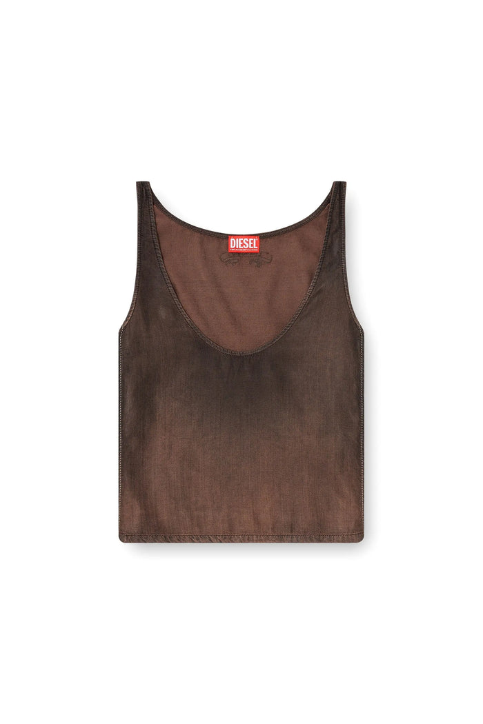 Tank top in fluid coated denim