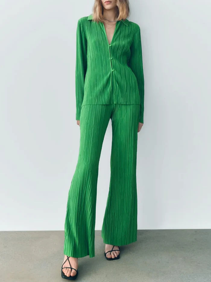 Texture Long Sleeve Top and Pants Lounge Set