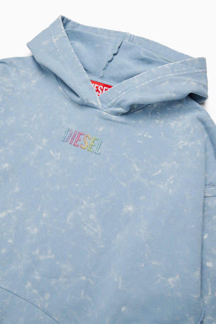 Tie-dye-effect hoodie with rainbow logo
