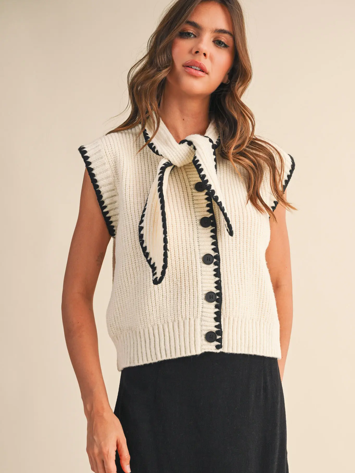 Tie Neck Sweater Vest