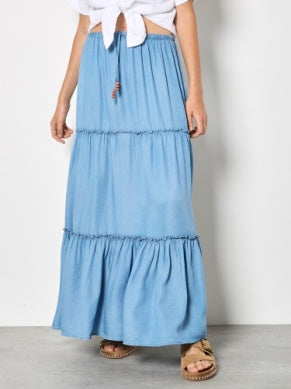 Tiered Denim Skirt - Greige Goods