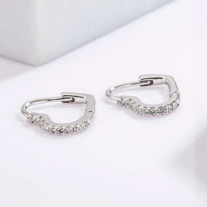 Timeless Heart-Shaped Zircon Earrings in Sterling Silver